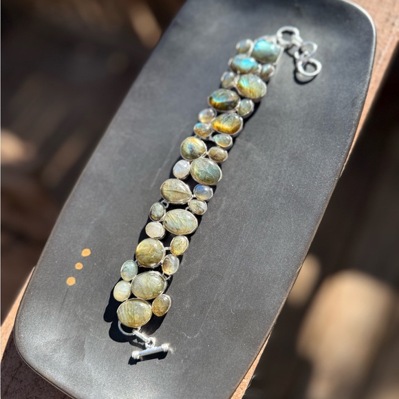 925 sterling silver Labordarite bracelet! Extraordinarily beautiful! HANDMADE!!! - Picture 1 of 15